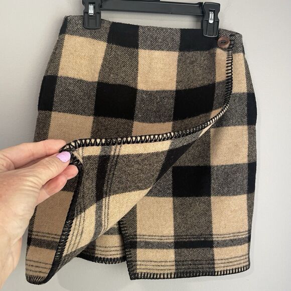 Ralph Lauren Country 100% Wool Skirt Sz 4 Buffalo Check Black Cream Blanket USA - Picture 4 of 11